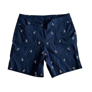 Anthonys Resort Wear Womens sz 10 Navy Blue Anchor Print Shorts
